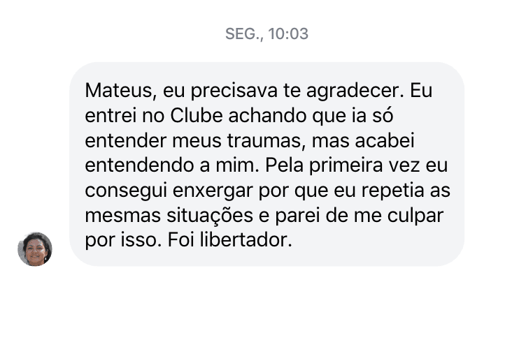 Relato de aluno do Clube dos Traumas