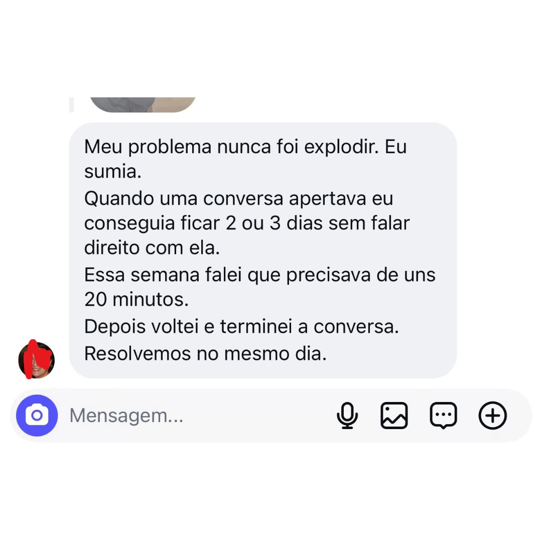 Mensagem de aluna depois do término